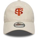 bone-curvo-bege-ajustavel-com-logo-vermelho-9twenty-faux-suede-da-stade-toulousain-top-14-da-new-era