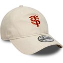 bone-curvo-bege-ajustavel-com-logo-vermelho-9twenty-faux-suede-da-stade-toulousain-top-14-da-new-era