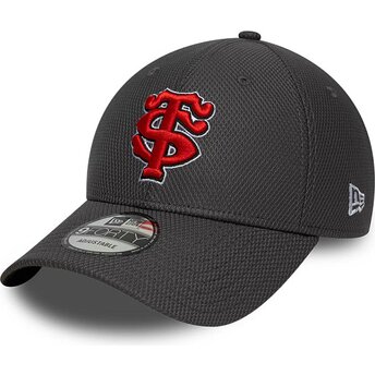Boné curvo cinza snapback com logo vermelho 9FORTY Diamond Era da Stade Toulousain Top 14 da New Era