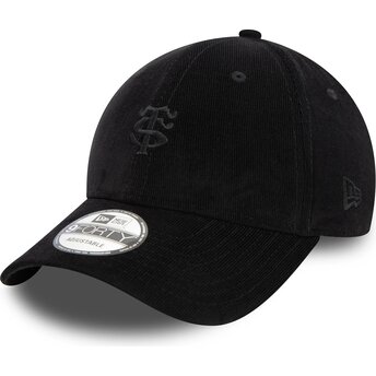 Boné curvo preto ajustável com logo preto 9FORTY Baby Cord da Stade Toulousain Top 14 da New Era