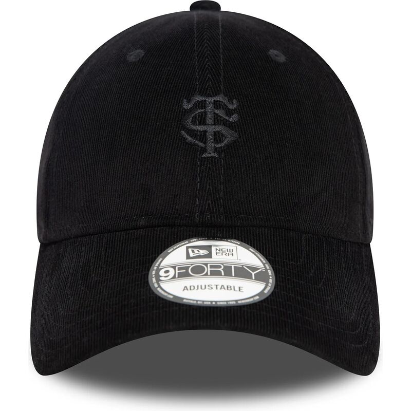 bone-curvo-preto-ajustavel-com-logo-preto-9forty-baby-cord-da-stade-toulousain-top-14-da-new-era