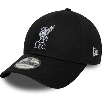 Boné curvo preto ajustável 9FORTY Core da Liverpool Football Club Premier League da New Era