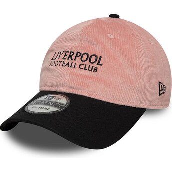 Boné curvo rosa e preto ajustável 9TWENTY Cord da Liverpool Football Club Premier League da New Era