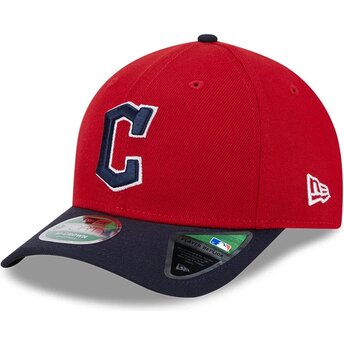 Boné curvo vermelho e azul marinho snapback 9FORTY M-Crown Player Replica da Cleveland Guardians MLB da New Era