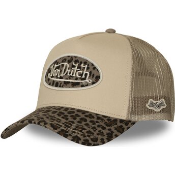 Boné trucker bege e leopardo CLA10 da Von Dutch