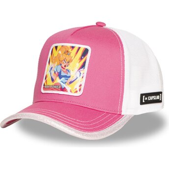 Boné trucker rosa e branco Princesa Peach PRI7 Max Power Super Mario Bros. da Capslab