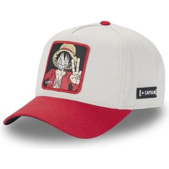 Boné curvo bege e vermelho snapback Monkey D. Luffy OP4 TWO One Piece da Capslab