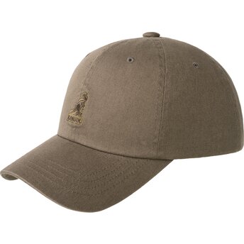 Boné curva cinza fita ajustável Washed Baseball Smog de Kangol