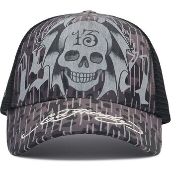 Boné trucker preto 13 Skull da Ed Hardy