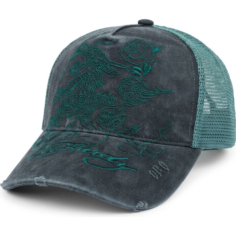 bone-trucker-preto-e-verde-outline-dragon-distressed-da-ed-hardy