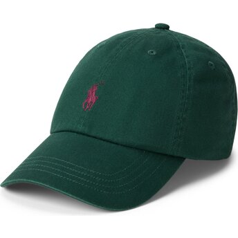 Boné curvo verde escuro ajustável com logo grená Cotton Chino Classic Sport da Polo Ralph Lauren