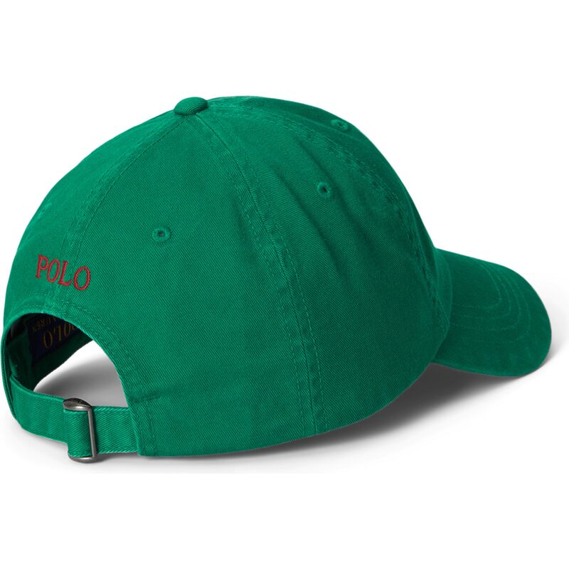 bone-curvo-verde-ajustavel-com-logo-vermelho-cotton-chino-classic-sport-da-polo-ralph-lauren