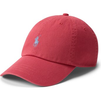 Boné curvo vermelho ajustável com logo cinza Cotton Chino Classic Sport da Polo Ralph Lauren