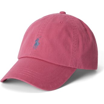 Boné curvo rosa ajustável com logo cinza Cotton Chino Classic Sport da Polo Ralph Lauren