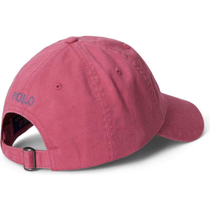 bone-curvo-rosa-ajustavel-com-logo-cinza-cotton-chino-classic-sport-da-polo-ralph-lauren