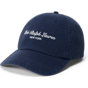 Boné curvo azul marinho ajustável Woven Script da Polo Ralph Lauren