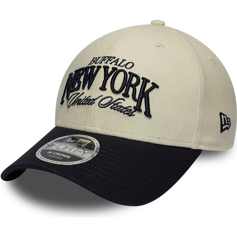 bone-curvo-bege-e-azul-marinho-ajustavel-9forty-m-crown-wordmark-da-buffalo-new-york-da-new-era