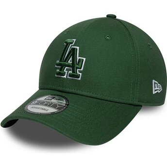 Boné curvo verde ajustável com logo verde 9FORTY Team Outline da Los Angeles Dodgers MLB da New Era