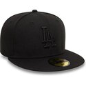 bone-plano-preto-justo-com-logo-preto-59fifty-league-essential-da-los-angeles-dodgers-mlb-da-new-era