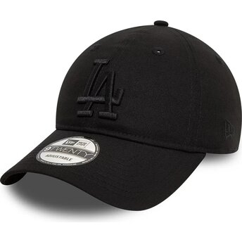 Boné curvo preto ajustável com logo preto 9TWENTY League Essential da Los Angeles Dodgers MLB da New Era