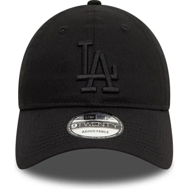 bone-curvo-preto-ajustavel-com-logo-preto-9twenty-league-essential-da-los-angeles-dodgers-mlb-da-new-era
