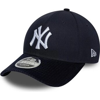 Boné curvo azul marinho snapback 9FORTY M-Crown Cord Visor da New York Yankees MLB da New Era