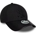bone-curvo-preto-ajustavel-para-mulheres-com-logo-preto-9forty-m-crown-a-frame-fabric-mix-da-new-york-yankees-mlb-da-new-era