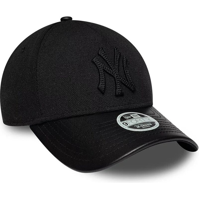 bone-curvo-preto-ajustavel-para-mulheres-com-logo-preto-9forty-m-crown-a-frame-fabric-mix-da-new-york-yankees-mlb-da-new-era