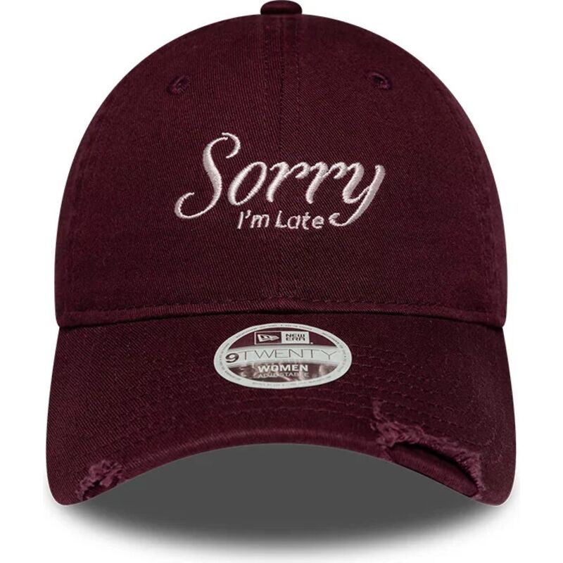 bone-curvo-grena-ajustavel-para-mulheres-9twenty-slogan-sorry-i-m-late-da-new-era