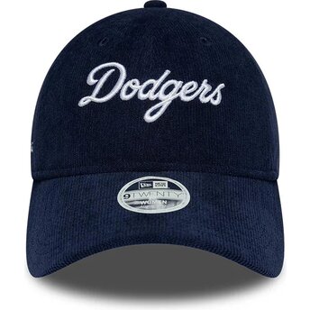 Boné curvo azul marinho ajustável para mulheres 9TWENTY Cord Script da Los Angeles Dodgers MLB da New Era