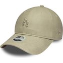 bone-curvo-bege-ajustavel-para-mulheres-com-logo-bege-9twenty-washed-pu-da-los-angeles-dodgers-mlb-da-new-era