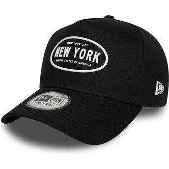 Boné curvo preto snapback E Frame Rubber Logo da New York da New Era