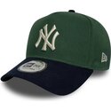 bone-curvo-verde-e-azul-marinho-snapback-e-frame-suede-visor-da-new-york-yankees-mlb-da-new-era