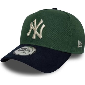 Boné curvo verde e azul marinho snapback E Frame Suede Visor da New York Yankees MLB da New Era