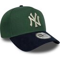 bone-curvo-verde-e-azul-marinho-snapback-e-frame-suede-visor-da-new-york-yankees-mlb-da-new-era