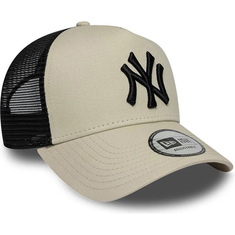 bone-trucker-bege-e-preto-com-logo-preto-a-frame-league-essential-da-new-york-yankees-mlb-da-new-era