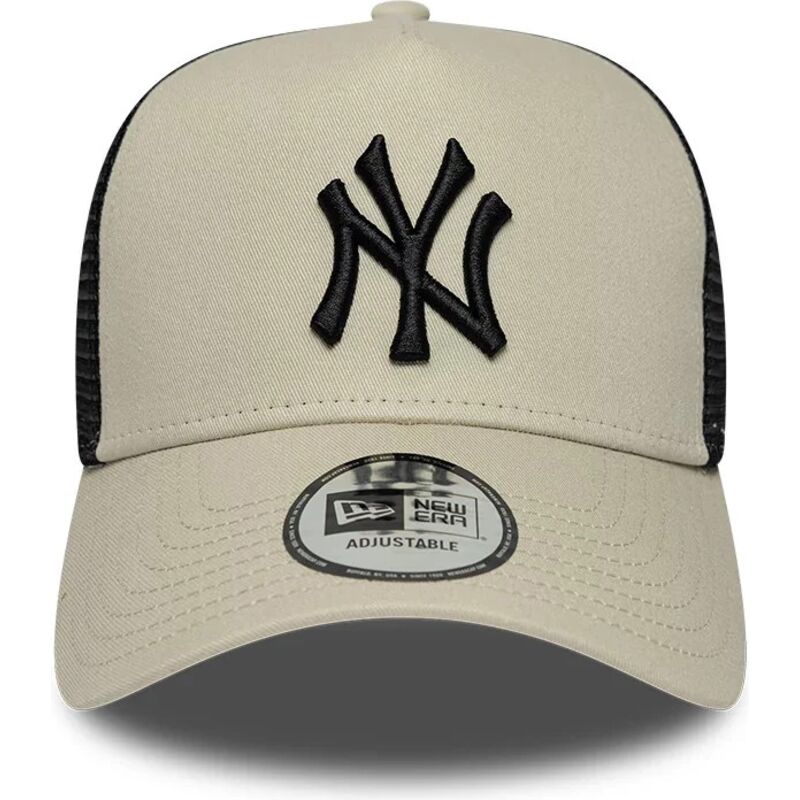 bone-trucker-bege-e-preto-com-logo-preto-a-frame-league-essential-da-new-york-yankees-mlb-da-new-era