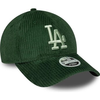 Boné curvo verde snapback para mulheres com logo verde 9FORTY M-Crown Chunky Cord da Los Angeles Dodgers MLB da New Era