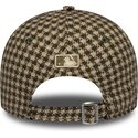 bone-curvo-verde-e-castanho-ajustavel-para-mulheres-9forty-m-crown-houndstooth-da-los-angeles-dodgers-mlb-da-new-era