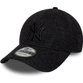 Boné curvo preto ajustável com logo preto 9FORTY Winter da New York Yankees MLB da New Era