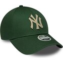 bone-curvo-verde-ajustavel-para-mulheres-9forty-metallic-da-new-york-yankees-mlb-da-new-era