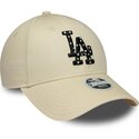 bone-curvo-bege-ajustavel-para-mulheres-com-logo-preto-9forty-infill-da-los-angeles-dodgers-mlb-da-new-era