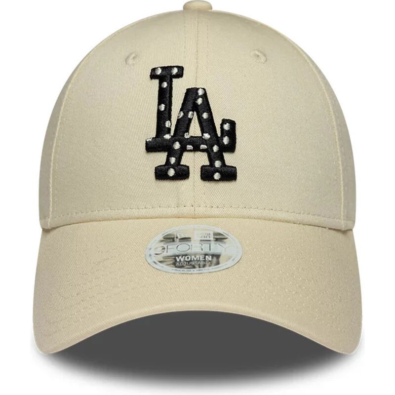 bone-curvo-bege-ajustavel-para-mulheres-com-logo-preto-9forty-infill-da-los-angeles-dodgers-mlb-da-new-era