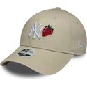 bone-curvo-bege-ajustavel-para-mulheres-9forty-fruit-icon-strawberry-da-new-york-yankees-mlb-da-new-era