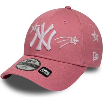 Boné curvo rosa ajustável para criança 9FORTY Space da New York Yankees MLB da New Era