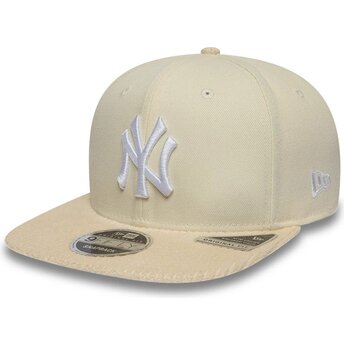 Boné plano bege snapback 9FIFTY Cord Visor da New York Yankees MLB da New Era