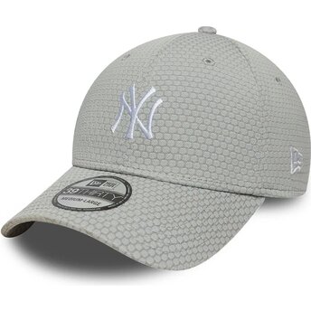 Boné curvo cinza justo com logo branco 39THIRTY Stretch Mesh da New York Yankees MLB da New Era