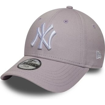 Boné curvo violeta claro ajustável para criança 9FORTY League Essential da New York Yankees MLB da New Era