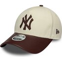 bone-curvo-bege-e-castanho-ajustavel-para-mulheres-9forty-m-crown-fabric-mix-da-new-york-yankees-mlb-da-new-era
