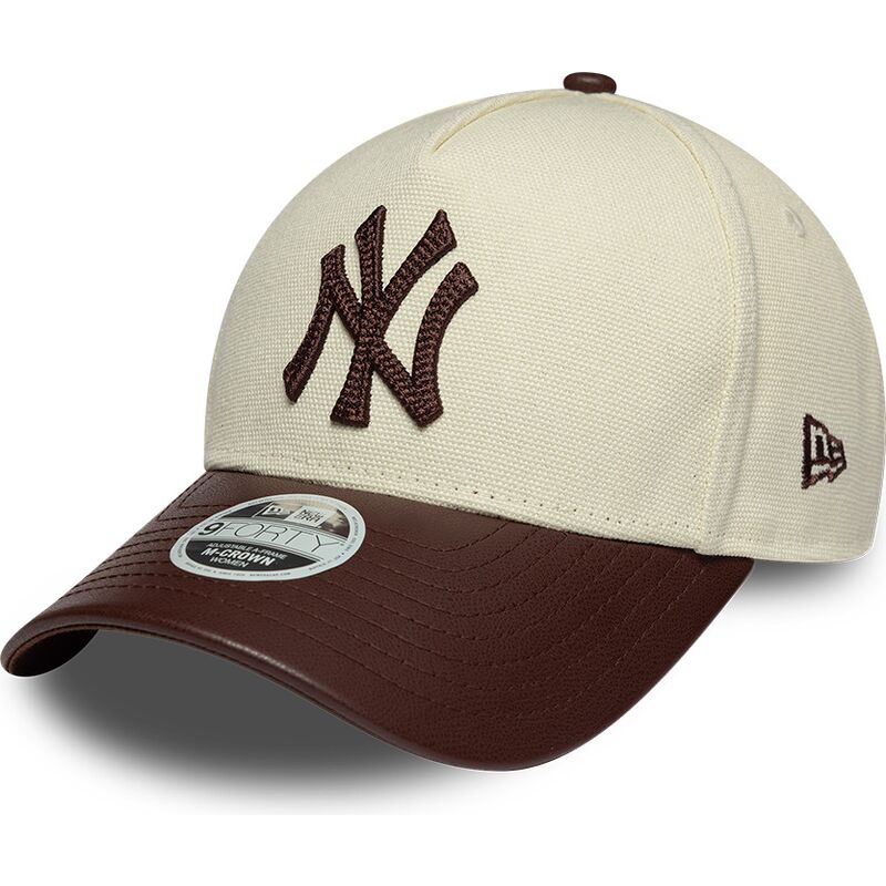 bone-curvo-bege-e-castanho-ajustavel-para-mulheres-9forty-m-crown-fabric-mix-da-new-york-yankees-mlb-da-new-era
